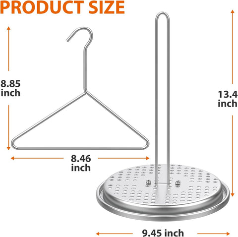 Image of MOASKER Perforated Turkey Fryer Hook and Stand Set, Chicken Poultry Deep Frying Rack Base and Wire Handle Lifter Hook Vertical Roasting Spit for BBQ Oven, Dishwasher Safe