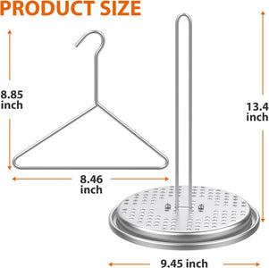 MOASKER Perforated Turkey Fryer Hook and Stand Set, Chicken Poultry Deep Frying Rack Base and Wire Handle Lifter Hook Vertical Roasting Spit for BBQ Oven, Dishwasher Safe