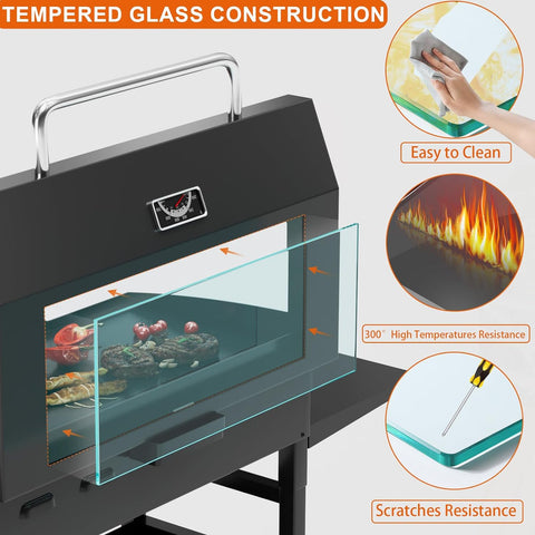 Image of Griddle Clear View Lid for Blackstone 36 Inch Griddle, NEW Griddle Hard Cover with Glass Window Hood for 36" Blackstone Flat Top Griddle Station 1554, 2149 Blackstone Griddle Accessories