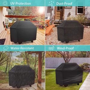 Grill Cover 58 Inch, Icover Waterproof BBQ Gas Grill Cover, Polyester Easy On/Off, Dustproof Fade Resistant for Weber Char-Broil Nexgrill and More Grills