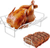 KPALAG Turkey Roast Rack Lifter for Thanksgiving,Bbq Rib Rack Stand Holder,Smoking and Grilling Rib Rack Accessories for Oven Big Green Egg, 18"Or Bigger Kamado Grill, 304 Stainless Steel,Dual Purpose
