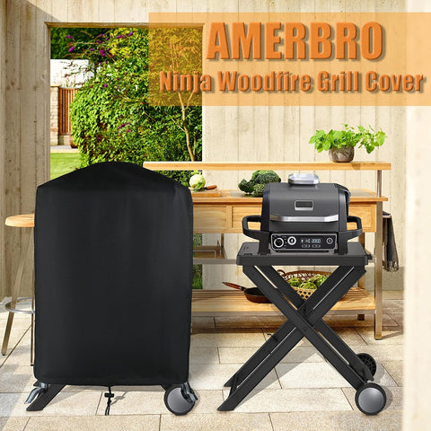 Image of Cover for Ninja Woodfire Outdoor Grill - Waterproof Grill Cover for Ninja OG701 Grill and Stand - Anti-Fade & UV Resistant, Heavy Duty 600D Oxford Fabric (Cover Only, Does Not Include Stand)