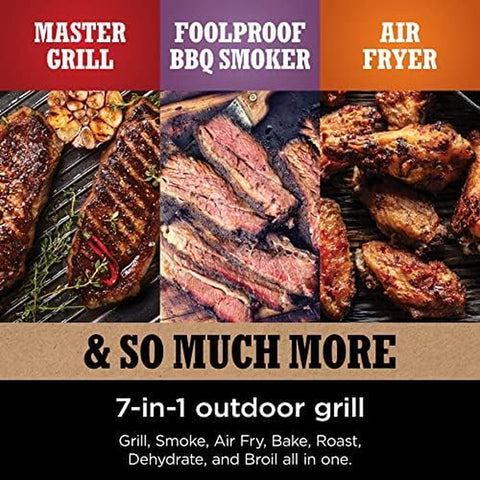 Image of OG751BRN Woodfire Pro Outdoor Grill and Smoker with Built in Thermometer, 7 in 1 Master Grill, Grey, Electric, with XSKCOVER Cover + XSKOP2RL All Purpose Blend Pellets+Xskunstand Stand