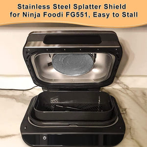 Stainless Steel Spatter Shield for Ninja Fg551 Foodi Smart XL Grill, Ninja XL Grill Accessories, Air Fryer Replacement Parts for Ninja 6 in 1 Smart Xl Indoor Grill