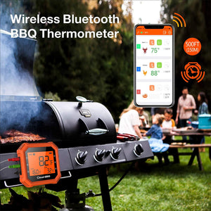Wireless Remote Digital Meat Thermometer Bluetooth Kitchen Thermometer with 4 Temperature Probes Waterproof Design 500FT Range for Grilling Oven Food Smoker Thermometer (51)