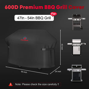 Comnova Grill Cover 55 Inch - 600D Bbq/Barbecue Gas Cover for Outdoor Grill Heavy Duty and Waterproof, Weber, Char-Broil, Nexgrill, Monument, Dyna-Glo, Brinkmann and More