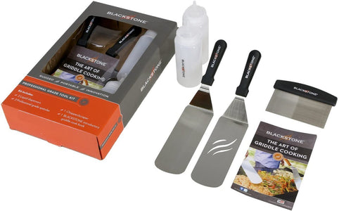 Blackstone 1542 Flat Top Griddle Professional Grade Accessory Tool Kit (5 Pieces) 16 Oz Bottle, Two Spatulas, Chopper/Scraper and One Cookbook-Perfect for Cooking Indoor or Outdoor, Multicolor
