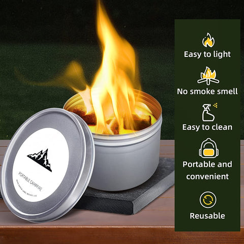 Image of Portable Campfire, Compact Outdoor Fire Pits 3-5 Hours of Burn Time Smores Fire Pit No Embers No Wood Portable Fire Pit for Camping Picnics Party and More