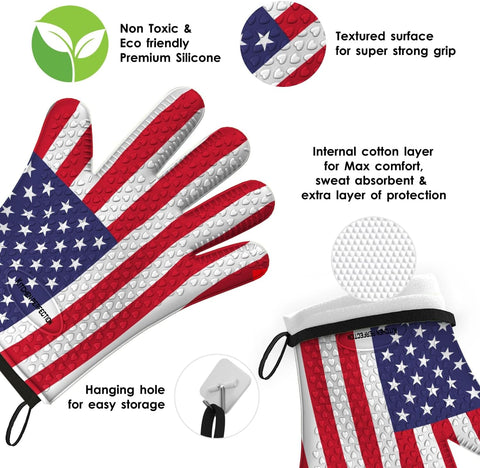 Image of KITCHEN PERFECTION Silicone Smoker Oven Gloves -Extreme Heat Resistant BBQ Gloves -Handle Hot Food Right on Your Smoker Grill Fryer Pit|Waterproof Oven Mitts Grill Gloves |Superior Value Set+3 Bonuses