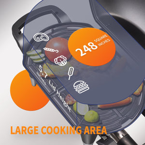 Outdoor Electric Barbecue Grill & Smoker with Removable Stand, Cart Style, Black, 1500W Portable and Convenient Camping Grill for Party, Patio, Garden, Backyard, Balcony, Built-In Thermometer
