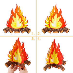 12 Inch Tall Artificial Fire Fake Flame Paper 3D Decorative Cardboard Campfire Centerpiece Flame Torch for Campfire Party Decorations (2)