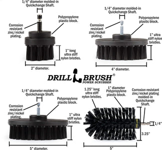 - 4 Piece Black Drillbrush Ultra Stiff Cleaning Brush Set - Metal Brush for Drill Alternative - Grill Brush for Cordless Drill - Grill Grate Cleaner Brush