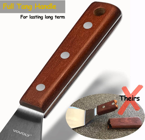 Image of Professional Metal Spatula for Cast Iron Skillets and Flat Top Grills, Full Tang Wooden Handle,1.8Mm Thick Stainless Steel Blade, Smash Burger Spatula Turner for Flipper, Cooking, BBQ, 5 Inch X 3 Inch