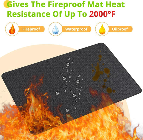 Image of Mckuk 70 X 48 Inch under Grill Mats for Outdoor Grill, Easy to Clean Reusable Grill Mat for Deck, Double-Sided Fire Resistant,Water Resistant and Oil Proof, Fit for Indoor Fireplace Mat Fire Pit Mat