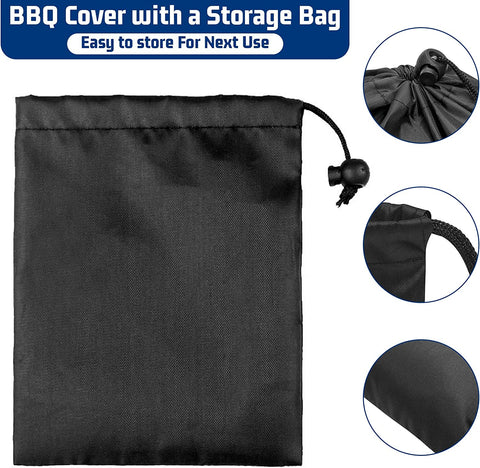 Image of Grill Cover for Outdoor Grill-22 Inch Charcoal Kettle Grill Cover,Bbq Cover for Weber 22 Inch Charcoal Grill, Heavy Duty & Waterproof Hook&Loop and Drawstring,Waterproof for Weber Master