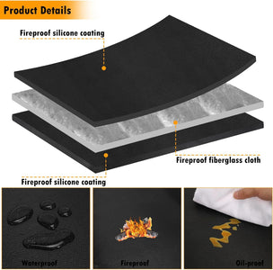 32X60” Indoor Fireplace Mat Fire Pit Mat,Under Grill Mat for Outdoor Grill Deck,Fire Resistant Floor Covering Protector,Oil-Proof Waterproof BBQ Fireproof Mat,Flame-Resistant Pad