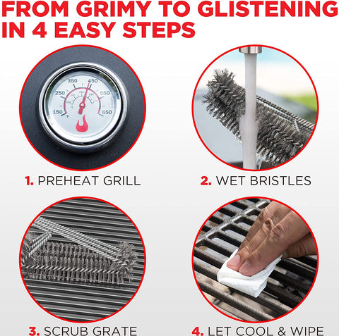 Image of Grill Brush - Grill Cleaner Brush Grill Accessories for Outdoor Grill - Safe BBQ Brush for Grill Cleaning - Heavy Duty 17" Grill Brushes