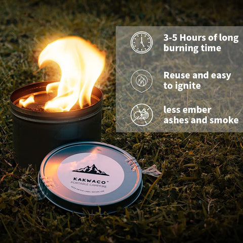Image of 2 Pack Portable Campfire, Portable Fire Pit for Camping, 3-5 Hours of Burn Time Campfire in a Can for Picnics, Cooking and Party