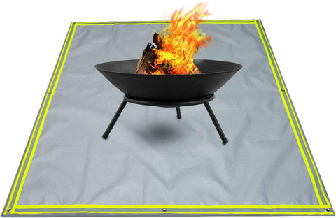 Image of Fire Pit Mat, Grill Mats for Outdoor Grill, 39" X 39", Fireproof, BBQ Mat Protect Deck,Patio,Grass,Lawn and Campsite for Electric and Gas Grill, Washable (Silver Grey)