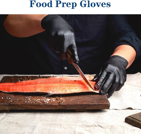 Image of Black Disposable Nitrile Gloves,Latex Free Disposable Gloves 100 Pcs,Food Safe Food Prep Cooking Gloves