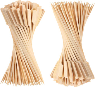 200 PCS Bamboo Skewers for Appetizers, 4.7 Inch Toothpicks, Cocktail Picks for Drinks, Fruit Kababs, Sausage, Barbecue Snacks, Natural Wooden Paddle Skewer Mini Food Sticks, Charcuterie Accessories