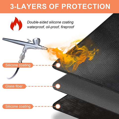 Image of Azadx under Grill Mat for Outdoor Grill 36 X 48 Inch Grill Mat to Protect Deck Double-Sided Fireproof Grill Pad for Fire Pit BBQ Mat for under BBQ Easy to Clean Oil-Proof Waterproof Fire Pit Mat