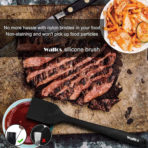 Image of Walfos Silicone Basting Pastry Brush, Heat Resistant Pastry Brush Set, Strong Steel Core and One-Pieces Design, Perfect for BBQ Grill Baking Kitchen Cooking, BPA Free and Dishwasher Safe (2 Pcs)