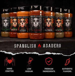 Spanglish Asadero 10Oz Signature All Purpose | Mexican Seasoning for Steak, Chicken, Pork, Lamb, and Elote | Low Sodium, Gluten-Free BBQ Rub for Smoking or Grilling