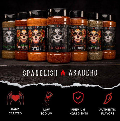 Image of Spanglish Asadero 10Oz Spicy Al Pastor | Mexican Seasoning for Steak, Chicken, Pork, Lamb, and Elote | Low Sodium, Gluten-Free BBQ Rub for Smoking or Grilling