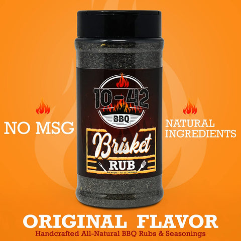 Image of 10-42 BBQ Brisket Rub - All-Natural Spice Seasoning for Steak, Rib, Beef Brisket - Barbecue Meat Seasoning Dry Rub - BBQ Rubs and Spices for Smoking and Grilling - No MSG, 0 Calorie - 10.5Oz Bottle