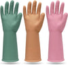 3 Pairs Colorful Reusable Waterproof Household Dishwashing Cleaning Rubber Gloves, Non-Slip Kitchen Glove
