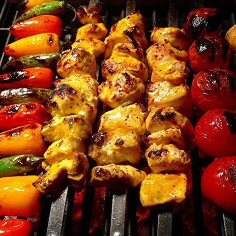 Image of Goutime Kabob Skewers,23 Inch Long,1 Inch Wide, Metal Stainless Steel BBQ Skewer with Wooden Handle for Grilling Koubideh Persian Brazilian Chicken Shish Kebab,Set of 7 with Bag