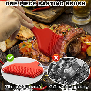 Silicone Basting Brush, Large BBQ Pastry Brush for Cooking, Extra Wide Basting Brush for Grilling Cooking Baking, Kitchen Brush Heat Resistant BBQ Food Brush for Sauce Butter Oil Marinades(Red)