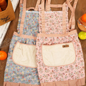 2Pcs Women Aprons with Pockets, Girls Floral Apron with Big Pocket Baking Soft Chef Aprons for Kitchen Cooking Baking