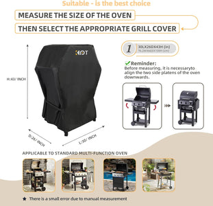 30 Inch Grill Cover - 420D Light Waterproof Grill Cover for Outdoor Grill, BBQ Cover with Air Vents, Straps, UV & Fade Resistant, Gas Grill Covers for Weber, Nexgrill, Char Broil, Etc. Black