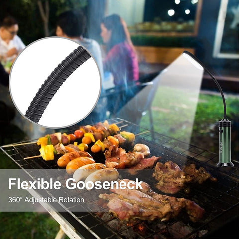 Image of LED Grill Lights Accessories for Outdoor Grilling Magnetic Base 360 Degree Flexible Gooseneck BBQ Lights Gifts for Men Women Father Set of 2, Green