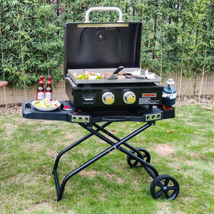 Portable Grill Cart for Weber Q1000, Q2000 Series Gas Grills and Blackstone 17” 22” Table Top Griddles, Portable Griddle Stand
