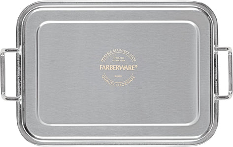 Farberware Classic Traditions Stainless Steel Roaster/Roasting Pan with Rack, 17 Inch X 12.25 Inch