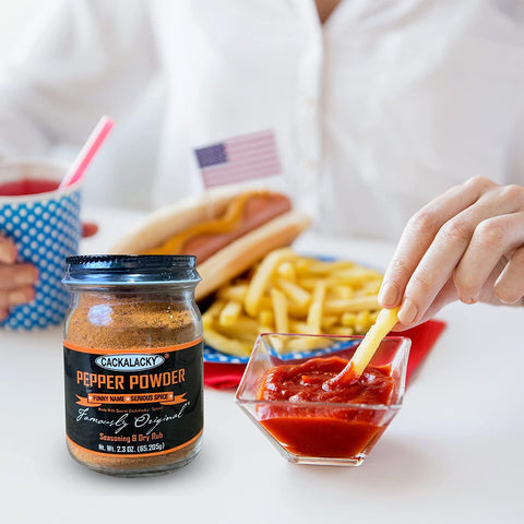 Image of Cackalacky® Pepper Powder Trio, 2.3 Oz. Jar 3 Pack, Pepper Sauce Flavor, Seasoning, Rub, Garnish Makes Great with Wings, Pork, Slaw Dressing, Seafood, Salad, BBQ, Pizza, Burgers, Fries, Omelets, and Mac & Cheese - Made with Natural Herbs and Spices