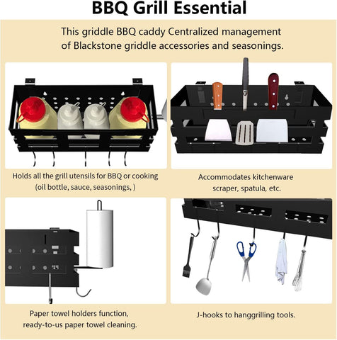 Image of Griddle Caddy for 28"/36" Blackstone Griddles, Space Saving Blackstone Griddle Accessories for Outdoor Grill, BBQ Accessories Organizer with Paper Towel Holder