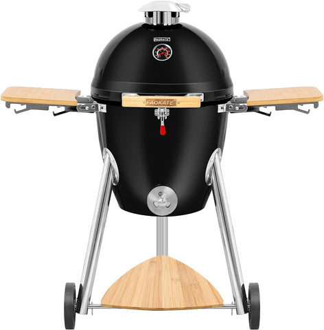 Image of Faokate Heavy Iron Kamado Grill Outdoor Charcoal Grill Portable Barbecue Smoker 18/22-Inch BBQ (18" Wide)