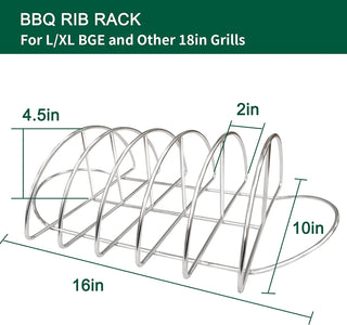 Rib Rack for Smoker Stainless Steel Rack for Large Big Green Egg,Kamado Joe,Primo,Or Other 18" Grills Roast Grill