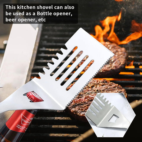 Image of Evanda Grill Spatula, Stainless Steel Multifunction Barbecue Turner, Sturdy and Durable Handle, Heat Resistant, Great for Outdoor BBQ, Teppanyaki, Camping