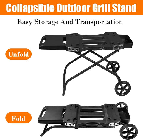 Image of Grill Stand for Ninja Woodfire Grill,Grill Cart,Collapsible Outdoor Grill Stand Fit for Ninja Woodfire Outdoor Grill(Ninja Og701),Traeger Ranger,Pit Boss 10697,10724,22" Blackstone Griddle