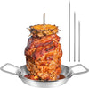 Barbecue Hack Vertical Skewers,Stainless Tacos Al Pastor Skewer Stand for Grill or Oven with 3 Spike,Removable Grilling Meat Spit for Grilling Al Pastor and Shawarma Brazilian Churrasco Chickens Kebab