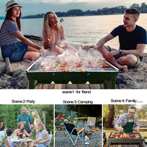 Folding Portable Barbecue Charcoal Grill, Barbecue Desk Tabletop Outdoor Stainless Steel Smoker BBQ for Outdoor Cooking Camping Picnics Beach