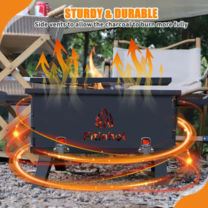 Fitinhot Grill Stove Portable Charcoal Barbecue Grill Foldable for Travel Outdoor Cooking BBQ Camping Smoker Hibachi Grill Patio Backyard Party