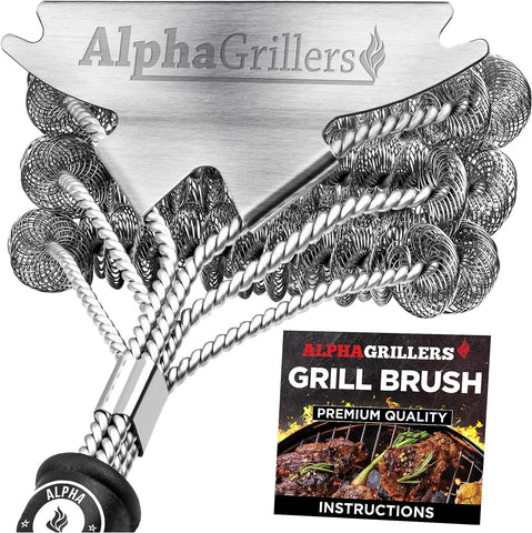 Image of Grill Brush for Outdoor Grill Bristle Free - Heavy Duty 18" Grill Cleaner Brush Bristle Free & Grill Scraper - Stainless Steel Grill Accessories Tools - Extra Wide BBQ Brush for Grill Cleaning