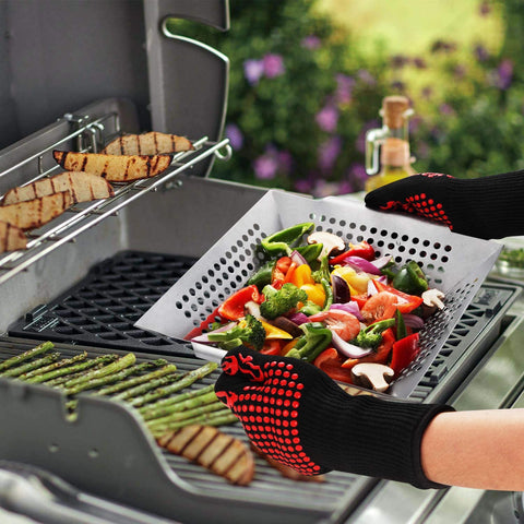 Image of 3 Pack Grill Baskets for Outdoor Grill, Heavy Duty Stainless Steel Vegetable Grill Basket, Grilling Basket for Veggies, Grilling Accessories for All Grills & Smokers - Grilling Gifts for Men