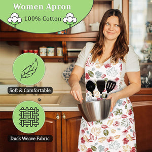 Cotton Enrich Cute Aprons for Women with Pockets Adjustable Upto XXL, Cooking, Kitchen, Server, Chef Apron